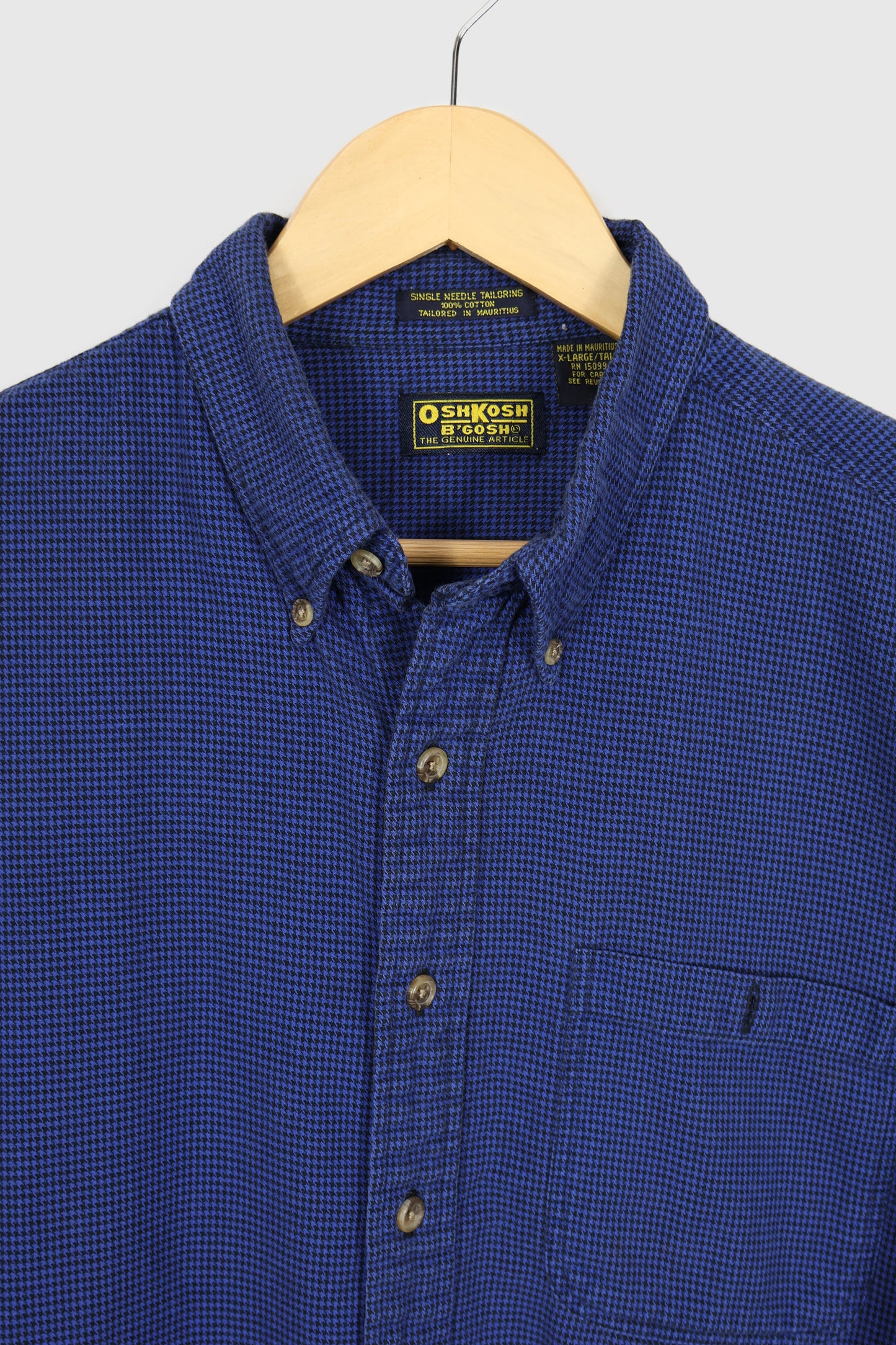 Vintage Blue Mini Houndstooth Button-Down Shirt