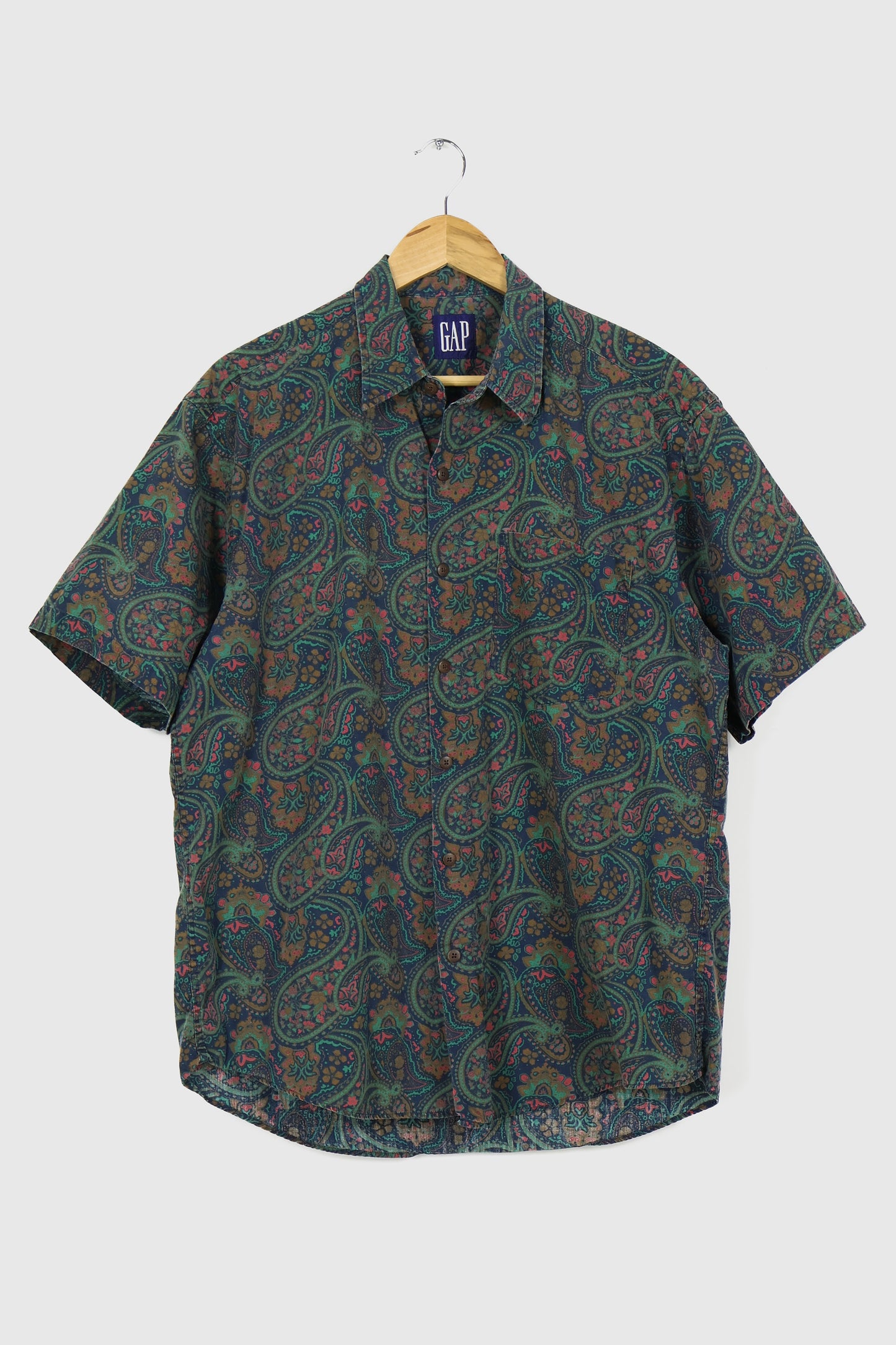 Vintage 90s GAP Paisley Pattern Short Sleeve Button-Down Shirt