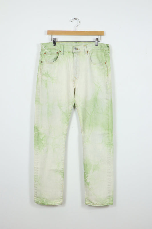 Reworked Green Dyed Levi's 501 Straight Fit Jeans