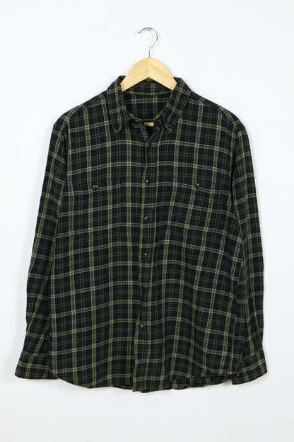 Vintage Black Plaid Button-Down Shirt