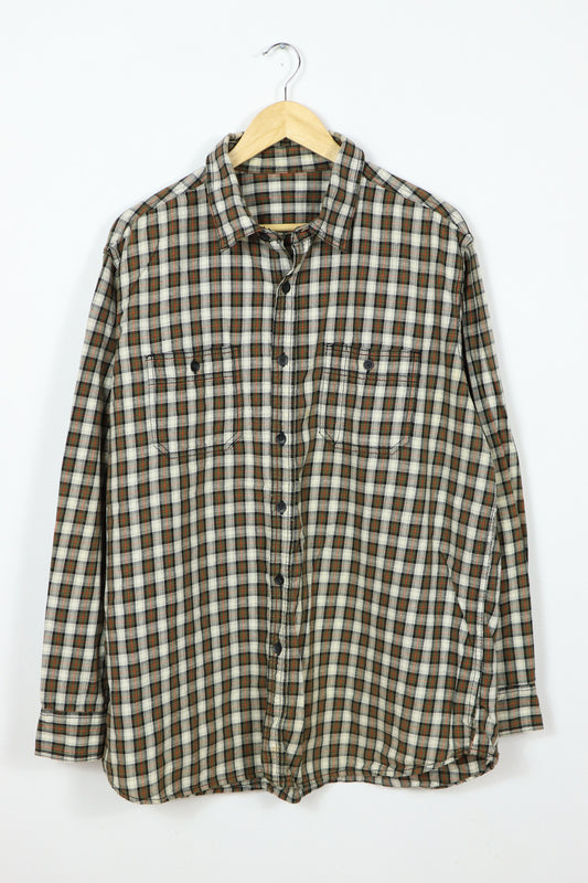 Vintage Green Plaid Button-Down Shirt