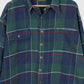 Vintage Green Plaid Heavyweight Flannel Button-Down Shirt