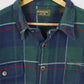 Vintage Green Plaid Heavyweight Flannel Button-Down Shirt