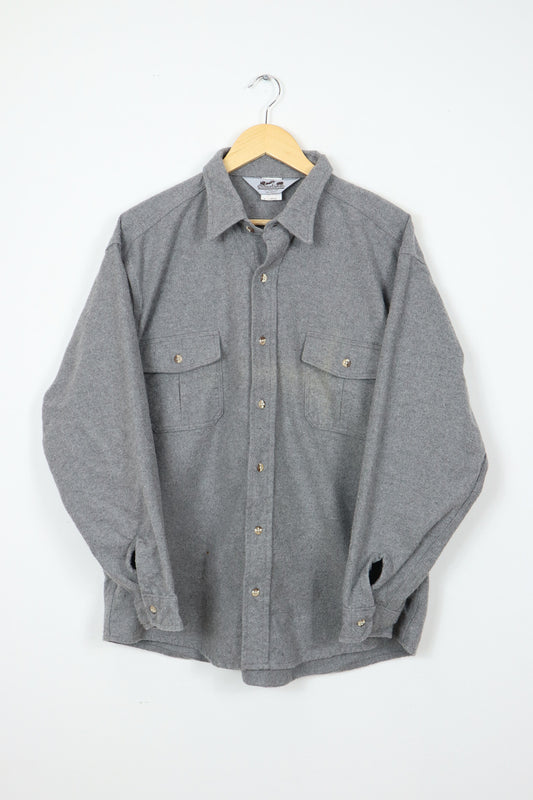 Vintage Grey Flannel Button-Down 01