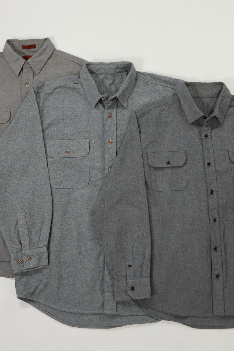 Mystery Solid Grey Flannel Button-Down Shirt