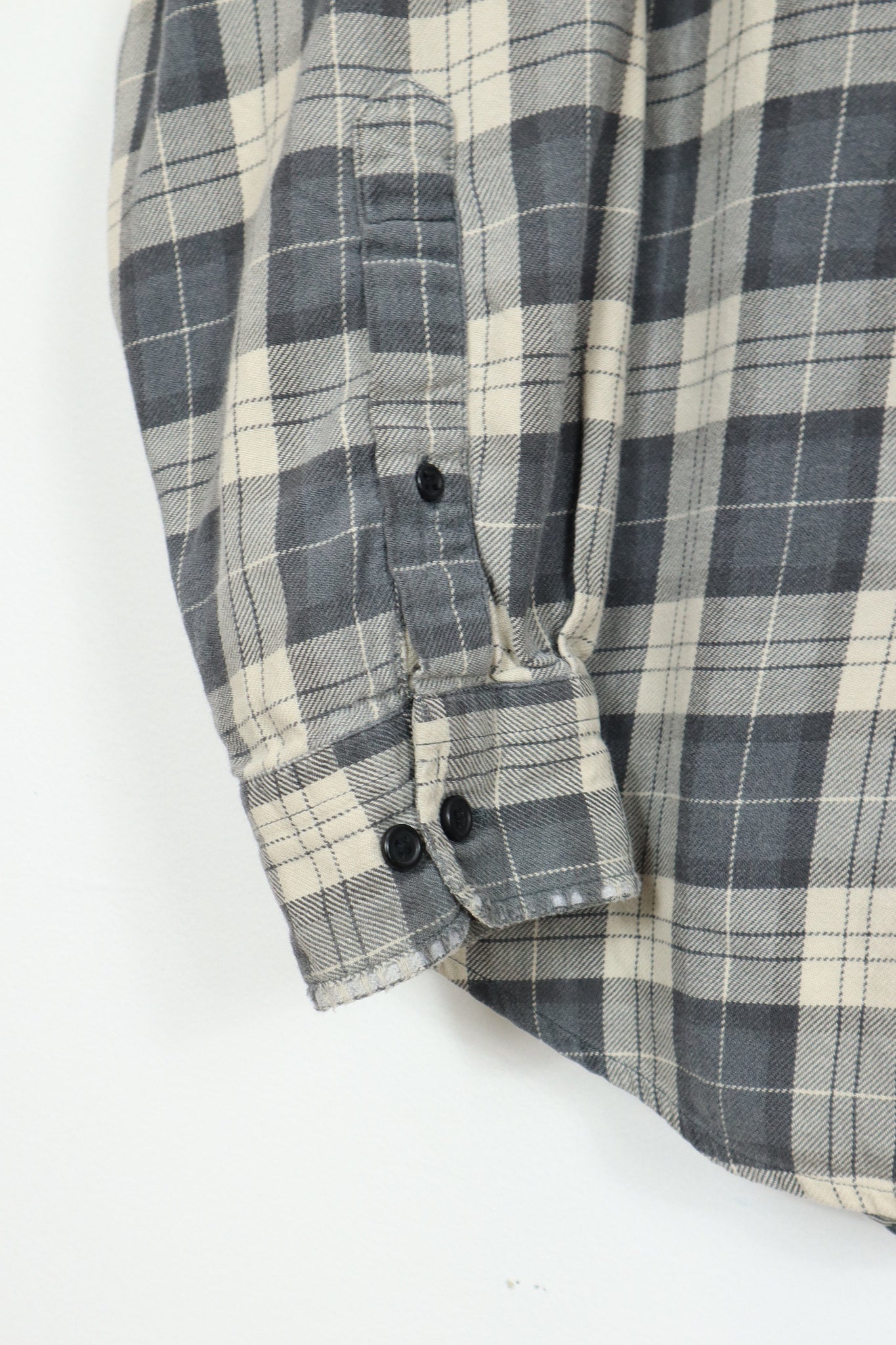 Vintage Grey Plaid Button-Down Shirt