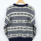 Vintage Blue Pattern Wool Sweater
