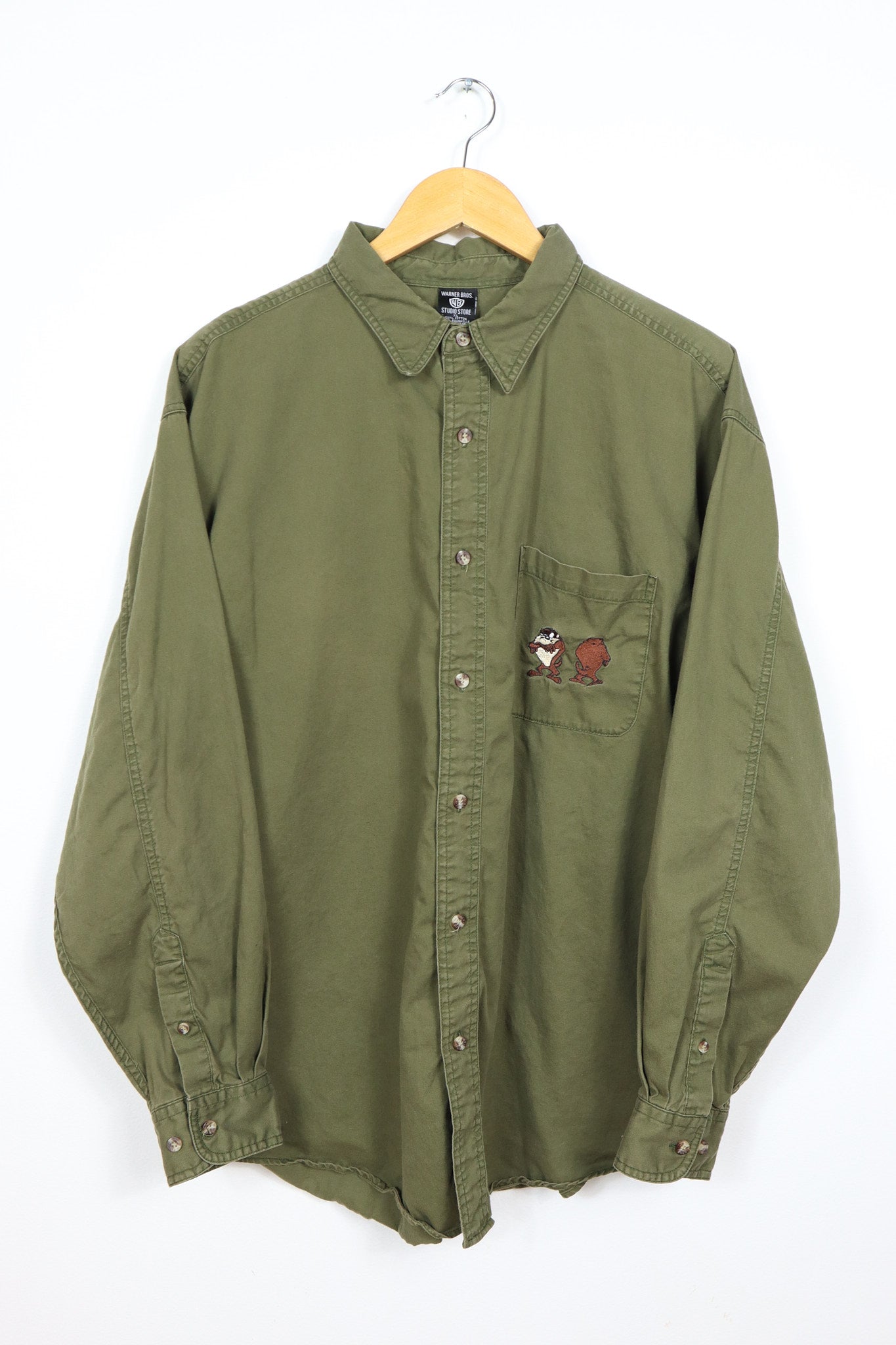 Vintage Embroidered Taz Button-Down Shirt
